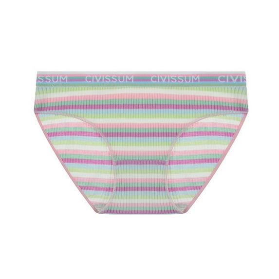 TMOYZQ Womens Plus Size Seamless Underwear Soft Stripe Print Full Coverage Stretch Invisible Briefs Breathable High Waist Tummy Control Panties, Size M-4XL, Mulit Color