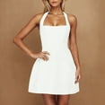 thumbnail image 1 of TMOYZQ Womens Summer Dresses Halter Neck Bodysuit Mini Dress Casual Sleeveless Dresses Backless A-line Cocktail Dress, 1 of 9