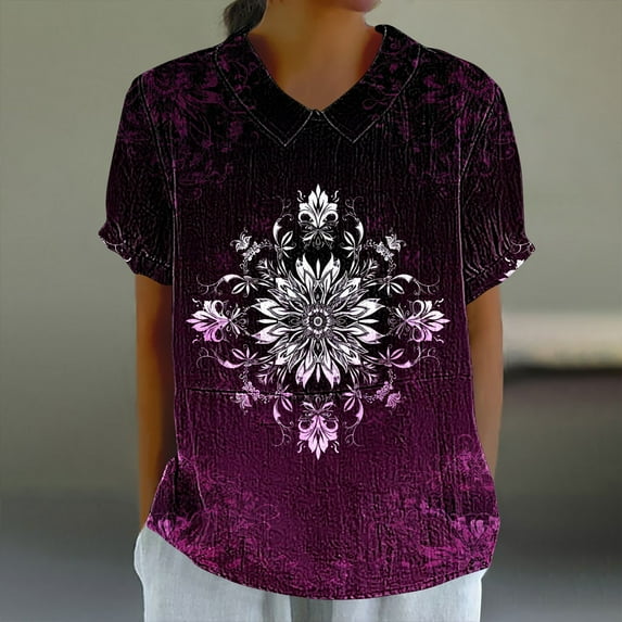 TMOYZQ Womens Summer Tops Blouses Boho V Neck Puff Short Sleeve Chiffon Dressy Casual Work 2025 Trendy Shirts