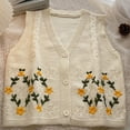 thumbnail image 1 of TMOYZQ Womens Sweater Vest Vintage Hollow-Out Crochet Knit Sleeveless Vest Waistcoat Button Up Floral Loose Crop Cardigan Top Cover up Crop Tops, 1 of 8