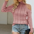 thumbnail image 1 of TMOYZQ Womens Sweaters Dressy Casual Fashion Cold Shoulder Long Sleeve Cable Knit Sweater Jumper Fall Turtleneck Pullover Top on Clearance, 1 of 7