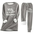 thumbnail image 1 of TMOYZQ Womens Yes I'm Still Freezing Me 24 7 Loungewear Set Fleece Two Piece Sherpa Lined Crewneck Long Sleeve Sweatshirt & Sweatpant Soft Fleece Pajamas, 1 of 4