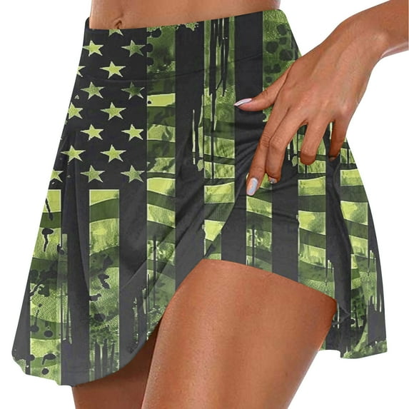 TMOYZQ Womens's High Waisted Athletic Tennis Skirt with Built in Shorts Sports Golf Running Skorts Flower Printed Summer Casual Mini Skirt