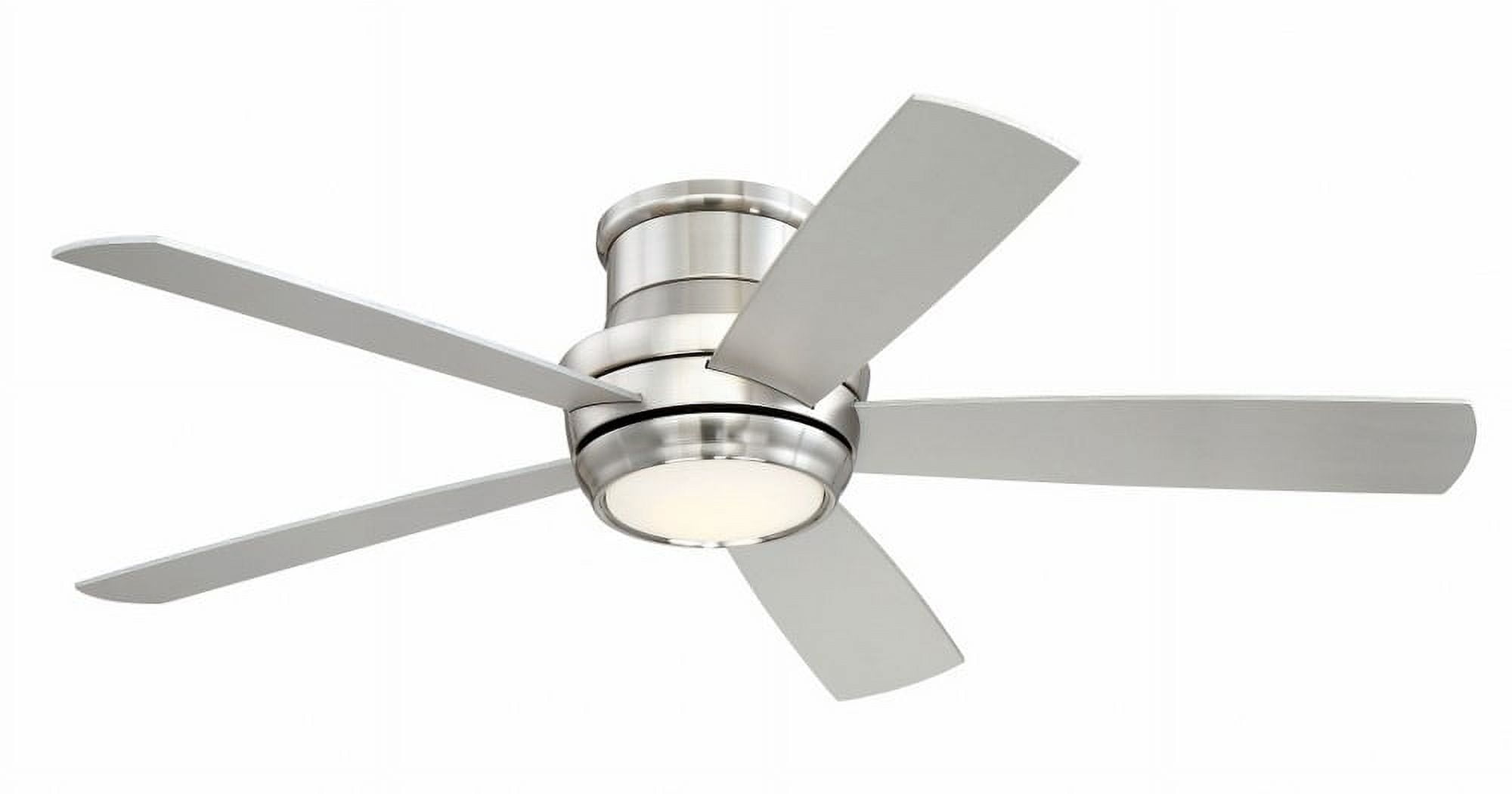 52-Inch Brushed Nickel and Light Wood LED Ceiling Fan with Remote