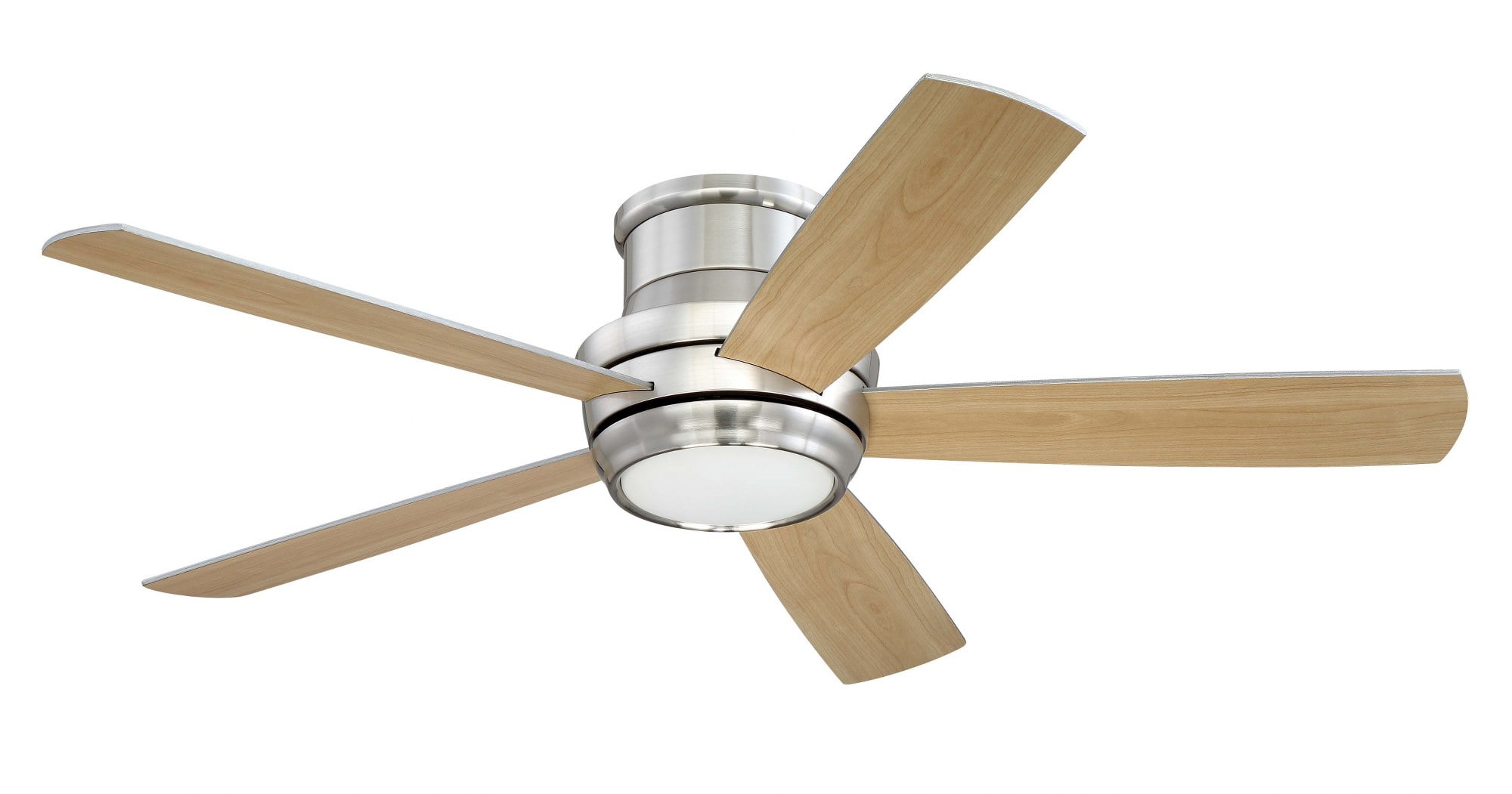 52-Inch Brushed Nickel and Light Wood LED Ceiling Fan with Remote