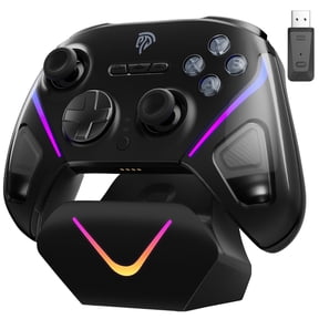 TMR Wireless Pro Controller for PC/Switch/Switch 2/Android/iOS, Anti-Drift Joysticks, Dual-Mode Triggers, Mechanical Buttons, RGB Lighting, with Charging Dock ,Black