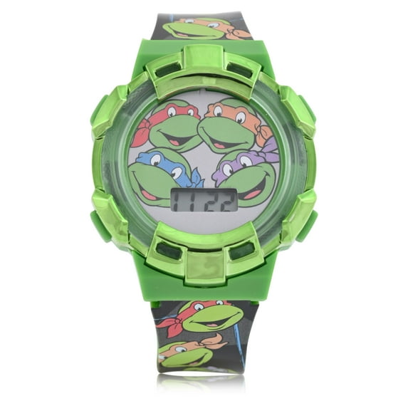 TMR4114WM Turtles Kids Flashing Lights LCD Watch with Printed Strap