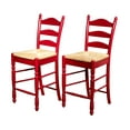 thumbnail image 1 of TMS 24" Indoor Ladder Back Counter Stool with Rush Seat, Set of 2, Red, 1 of 6