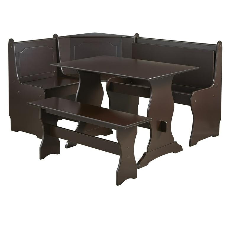 TMS 3 Piece Kitchen Set Reversible Dining Nook with Storage Includes Table and Bench Espresso Walmart