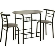 TARGET MARKETING SYSTEMS TMS 3-Piece Indoor Metal Bistro Dining Set, Includes Round Table and Chairs, Black/Gray
