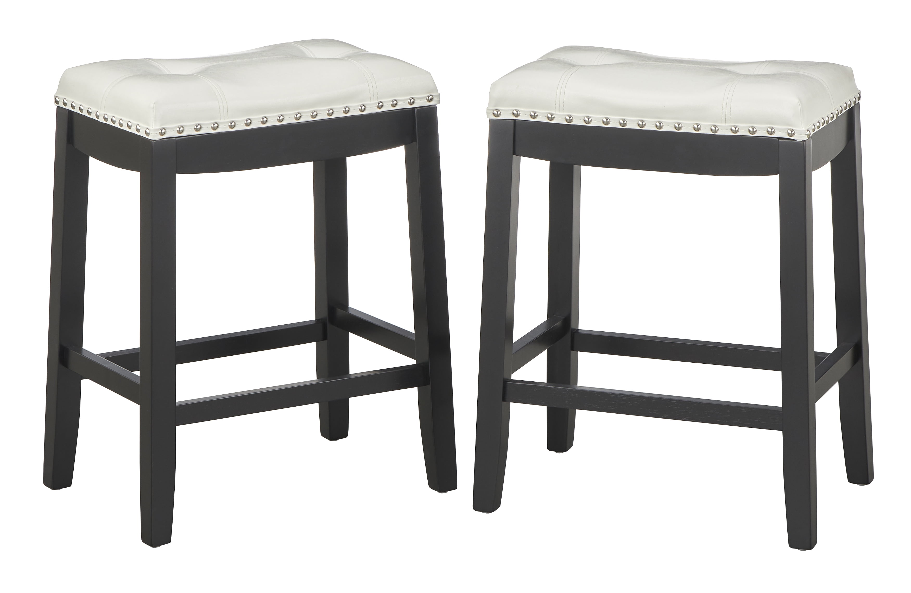 TMS 30" Biscoe Padded Saddle Bar Stool, Set of 2, Black/White