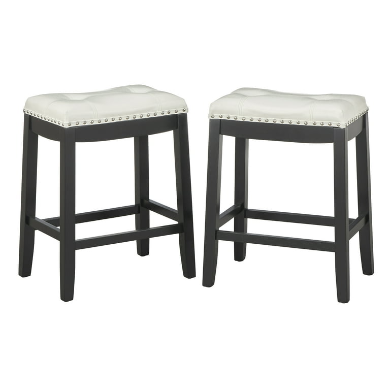 TMS 30 Biscoe Padded Saddle Bar Stool Set of 2 Black White Walmart