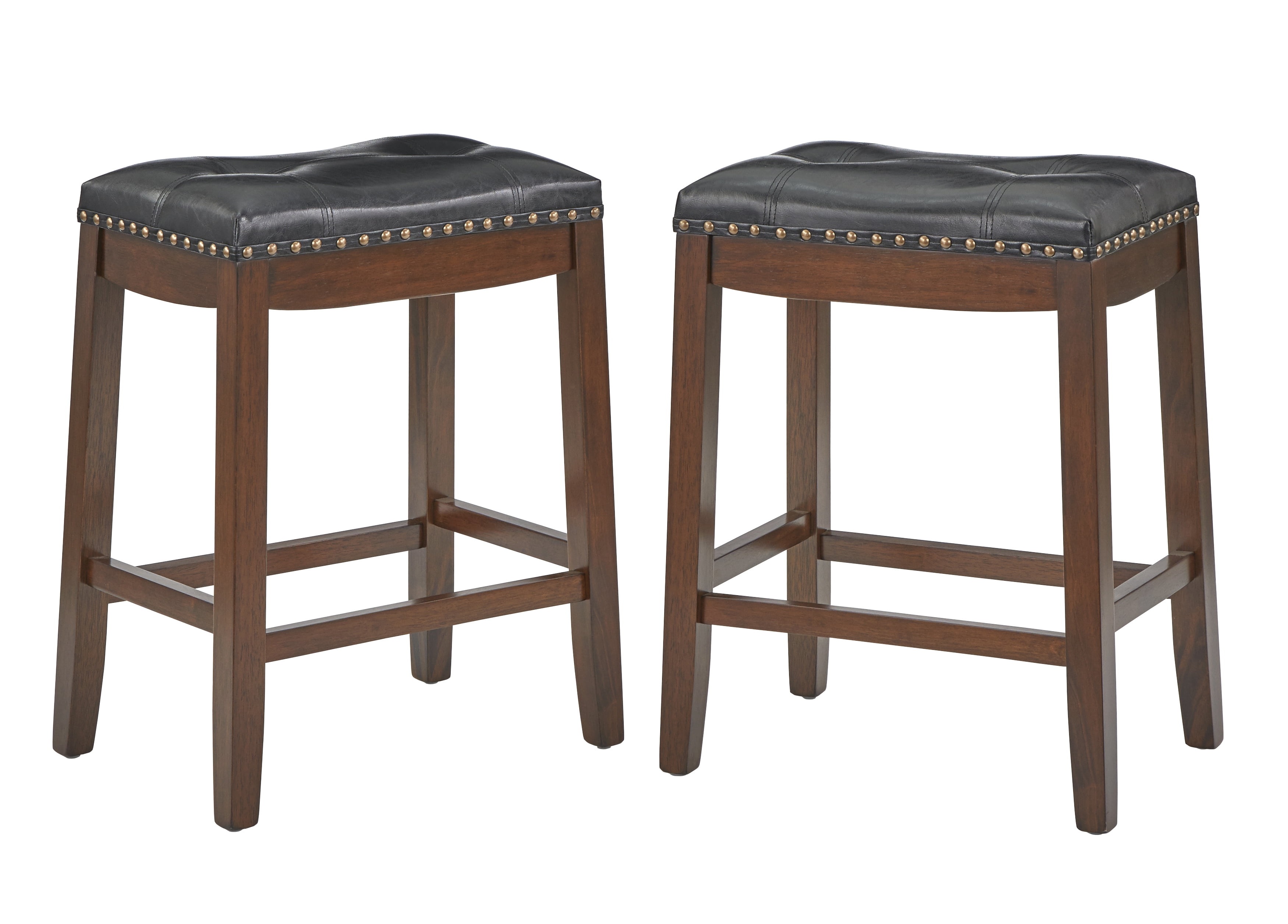 TMS 30" Biscoe Padded Saddle Bar Stool, Set of 2, Walnut/Black ...