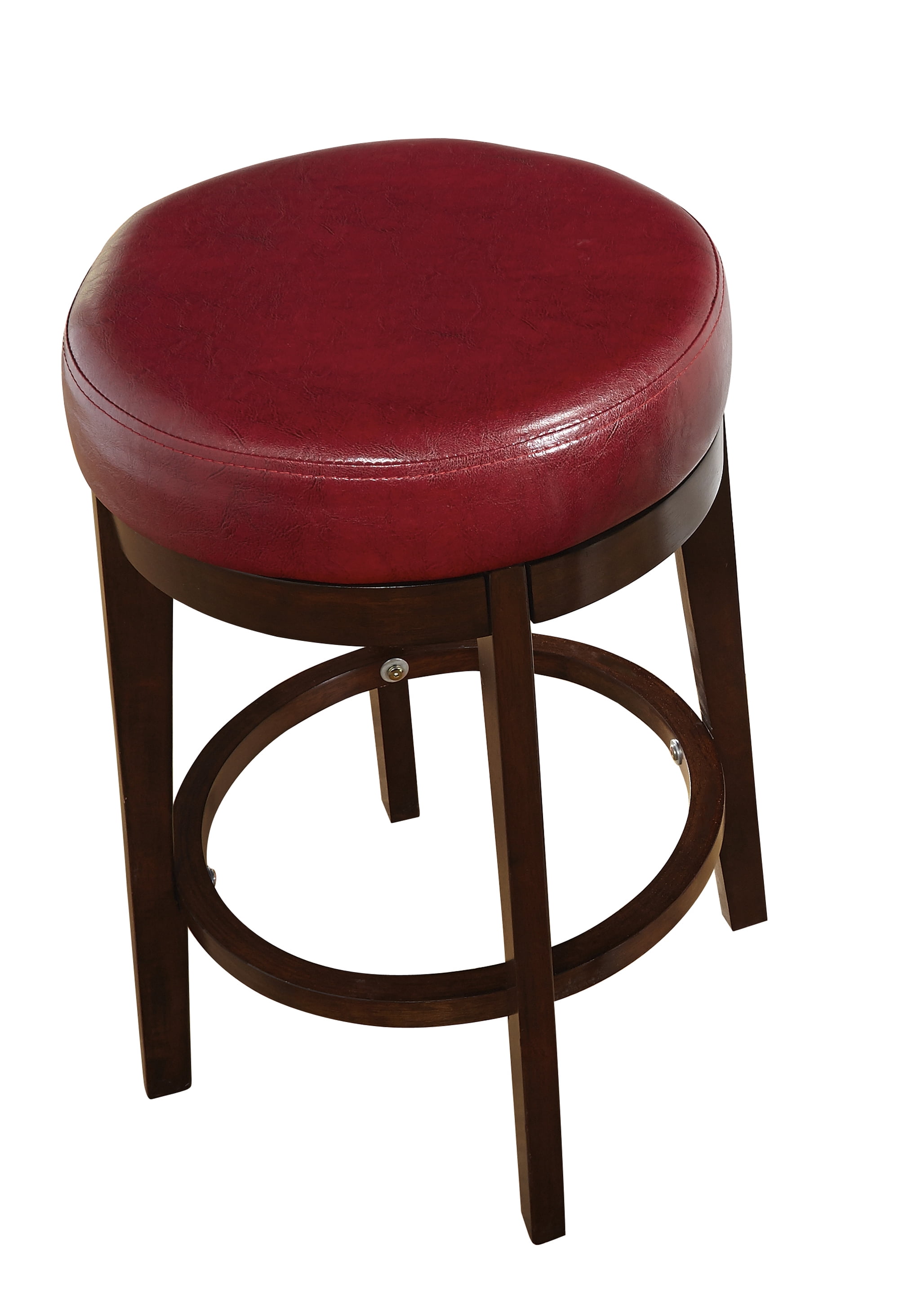 TMS Avenue 24" Round Indoor Swivel Counter Stool, Rich Brown/Red Faux Leather
