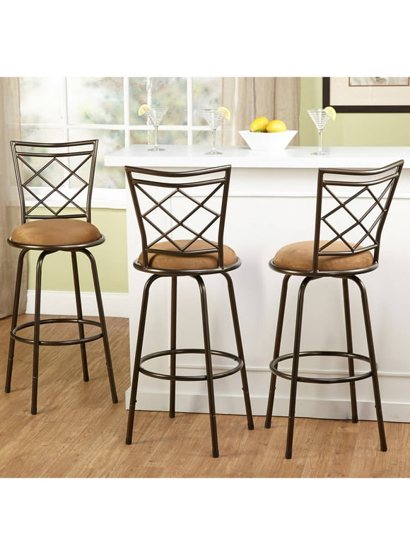 TMS Avery Bar Stool with Swivel & Adjustable Height, Brown, Set of 3