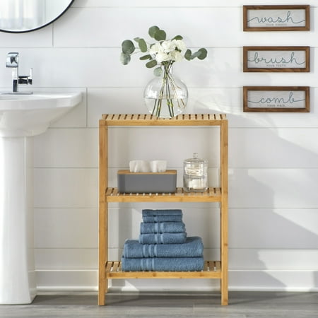 TMS Bamboo 3-Tier Slotted Shelf, Natural Finish