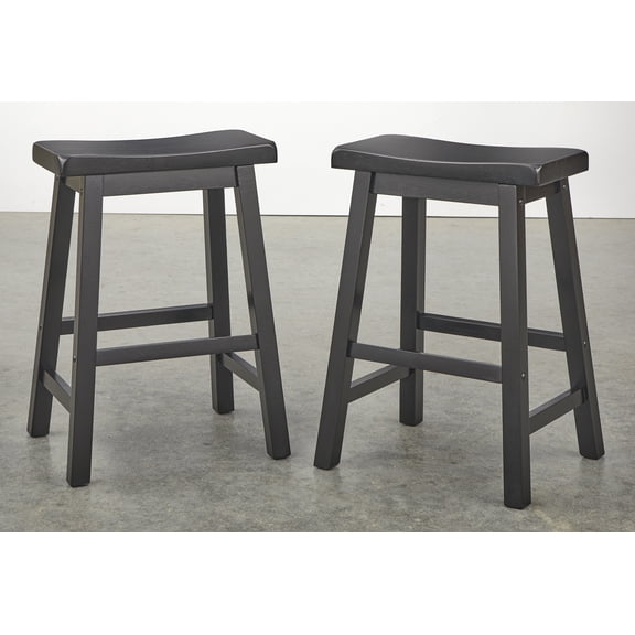 TMS Barnaby 29" Saddle Bar Stool, Set of 2, Black