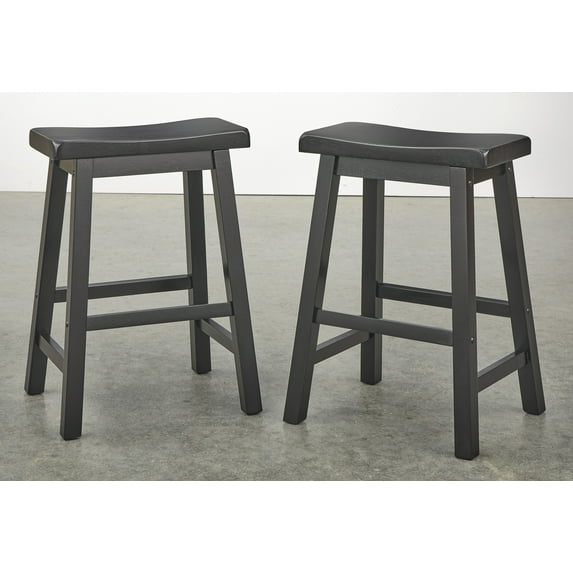 TMS Barnaby 29" Saddle Bar Stool, Set of 2, Black