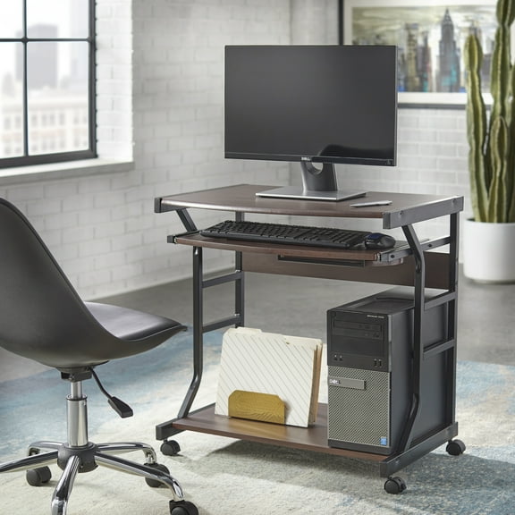 TMS Berkeley Mobile Computer Desk with Sliding Keyboard Shelf and Wheels, Multiple Colors