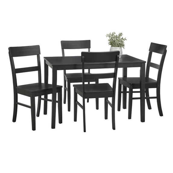 TMS Beverly 5-Piece Contemporary Wood Dining Set, Includes Table and Chairs, Black