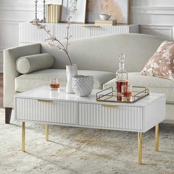 TMS Burke 2-Drawer Coffee Table, White