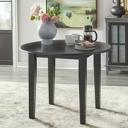 TMS Chadwick 40” Round Solid Wood Drop Leaf Dining Table, Black