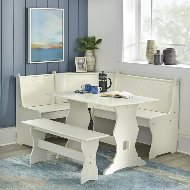 TMS Corner Reversible Dining Breakfast Nook with Storage, White