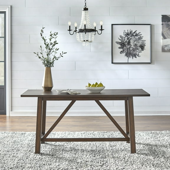 TMS Davidson Rectangular 64" Farmhouse Trestle Table, Rustic Brown