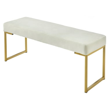 TMS Delarue Modern Velvet Upholstered Bench, White
