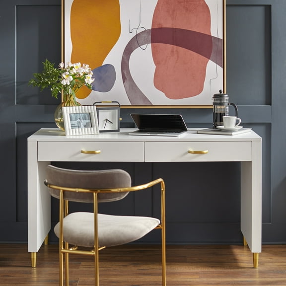 TMS Dixie 2-Drawer Desk, White