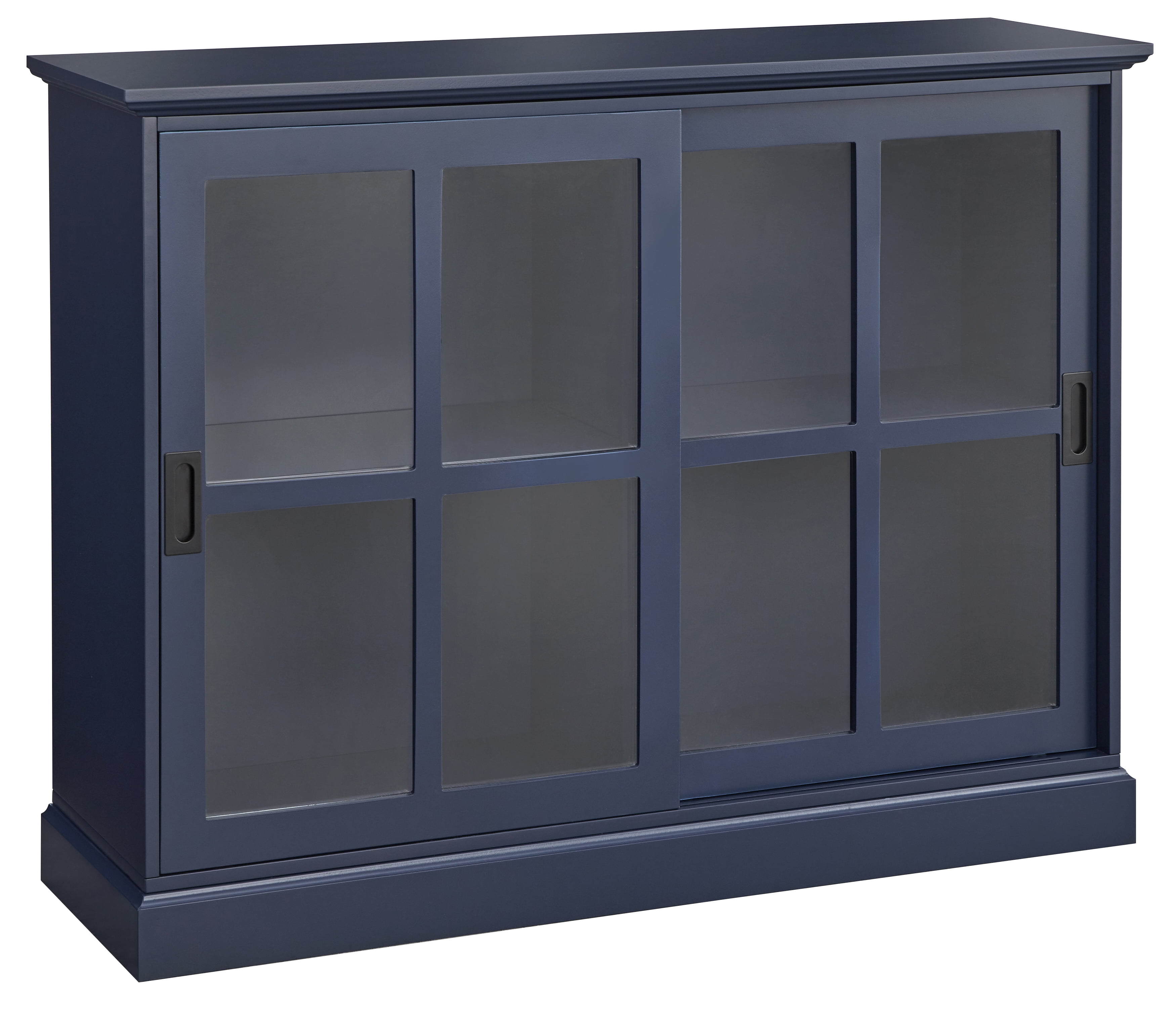 TMS Doyle Sliding Glass Door Cabinet with Shelves, Indigo Blue