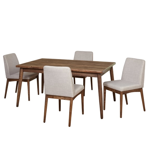 TMS Element 5-Piece Indoor Dining Set, Includes Table and Chairs, Walnut/Gray