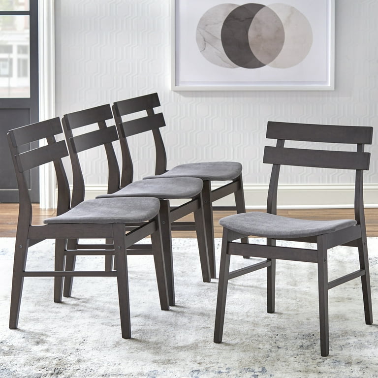 TMS Fiesta Indoor Dining Chair Set of 4 Walnut Dark Gray