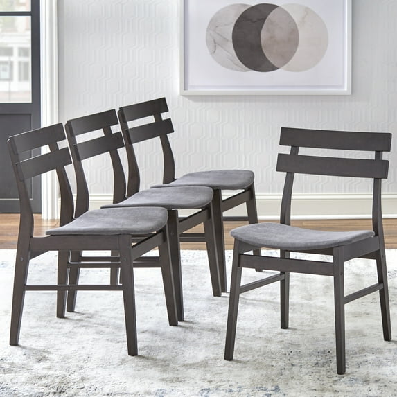 TMS Fiesta Indoor Dining Chair, Set of 4, Walnut/Dark Gray