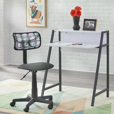 TMS Focus Adjustable Contemporary Kids Metal Frame Desk and Swivel Task Chair Set, Gray/White