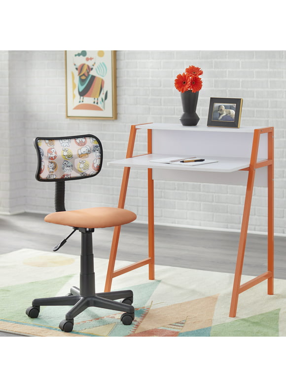 TMS Focus Kids Metal Frame Desk and Swivel Chair Set, Orange/White