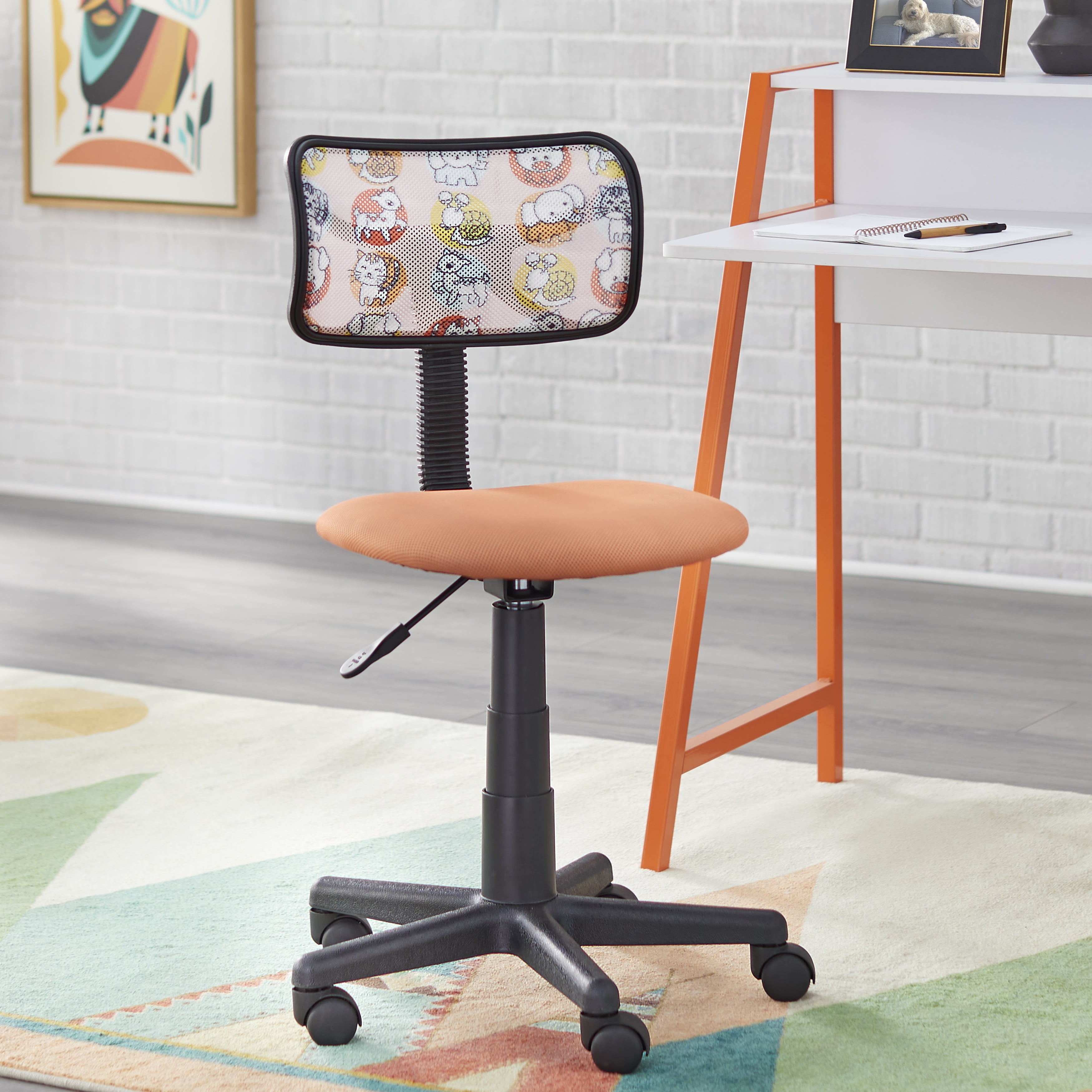 TMS Focus Kids Task Chair with Adjustable Height & Swivel, Orange