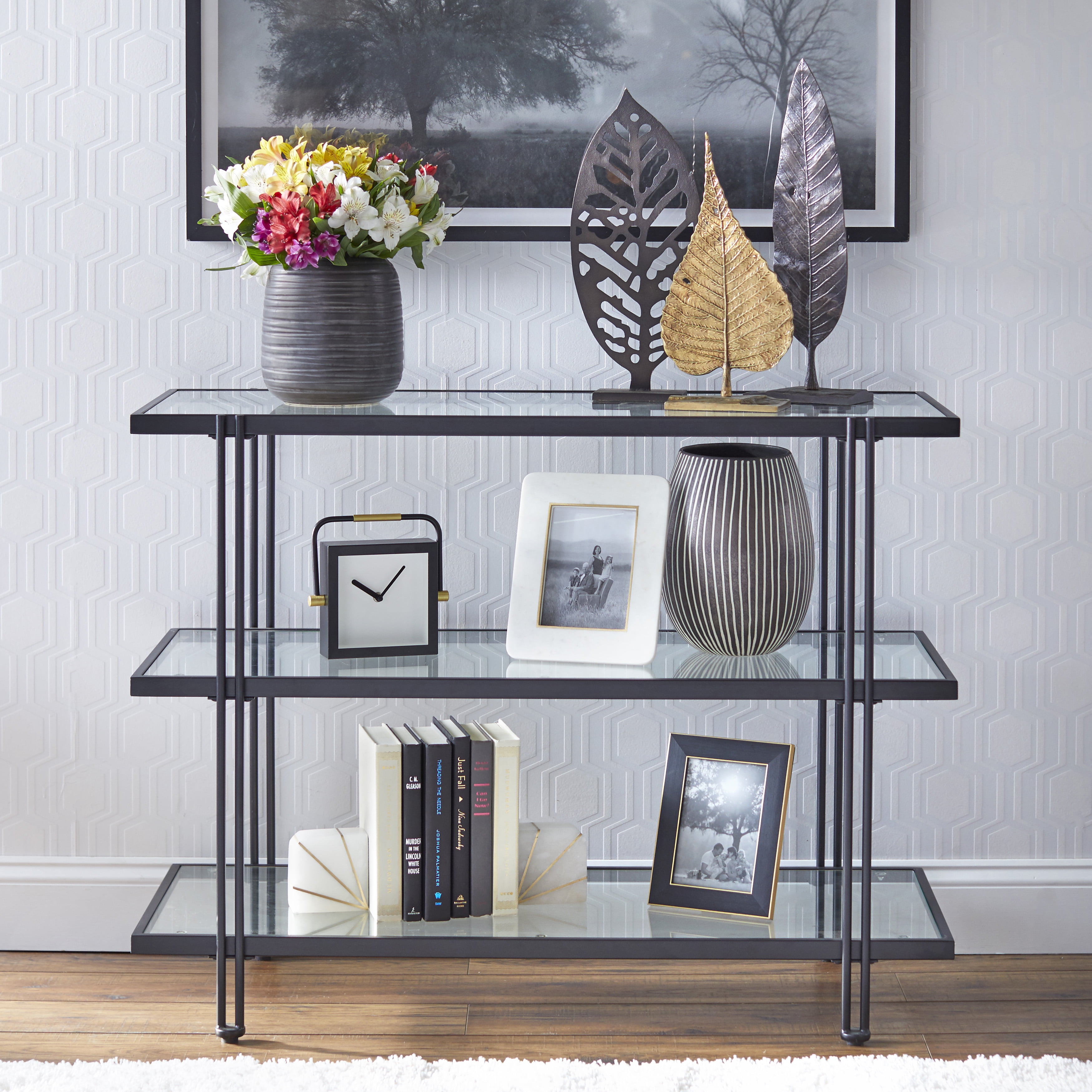 Lifestorey  Folio Metal and Glass Sofa Table