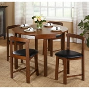 TMS Gino 5-Piece Indoor Dining Set, Includes Round Table and Chairs, Walnut