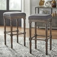 thumbnail image 1 of TMS Grafton 30” Turned Leg Stool (Set of 2), Rustic Brown and Charcoal Gray, 1 of 5