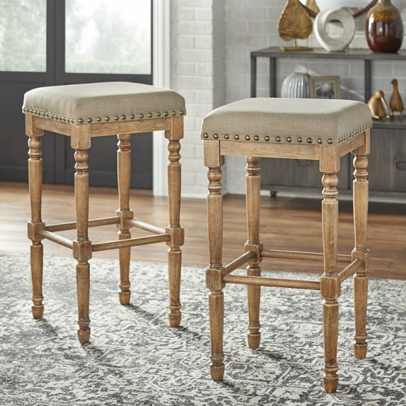 TMS Grafton Indoor Stool, Taupe, Set of 2