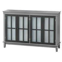 TMS Hampshire Two-Tone Sideboard with Tempered Glass Doors, Charcoal Gray/Black
