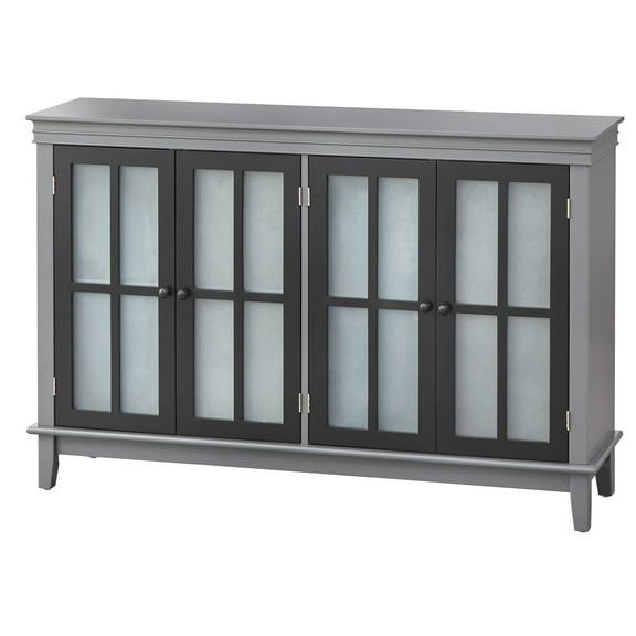 TMS Hampshire Two-Tone Sideboard with Tempered Glass Doors, Charcoal Gray/Black