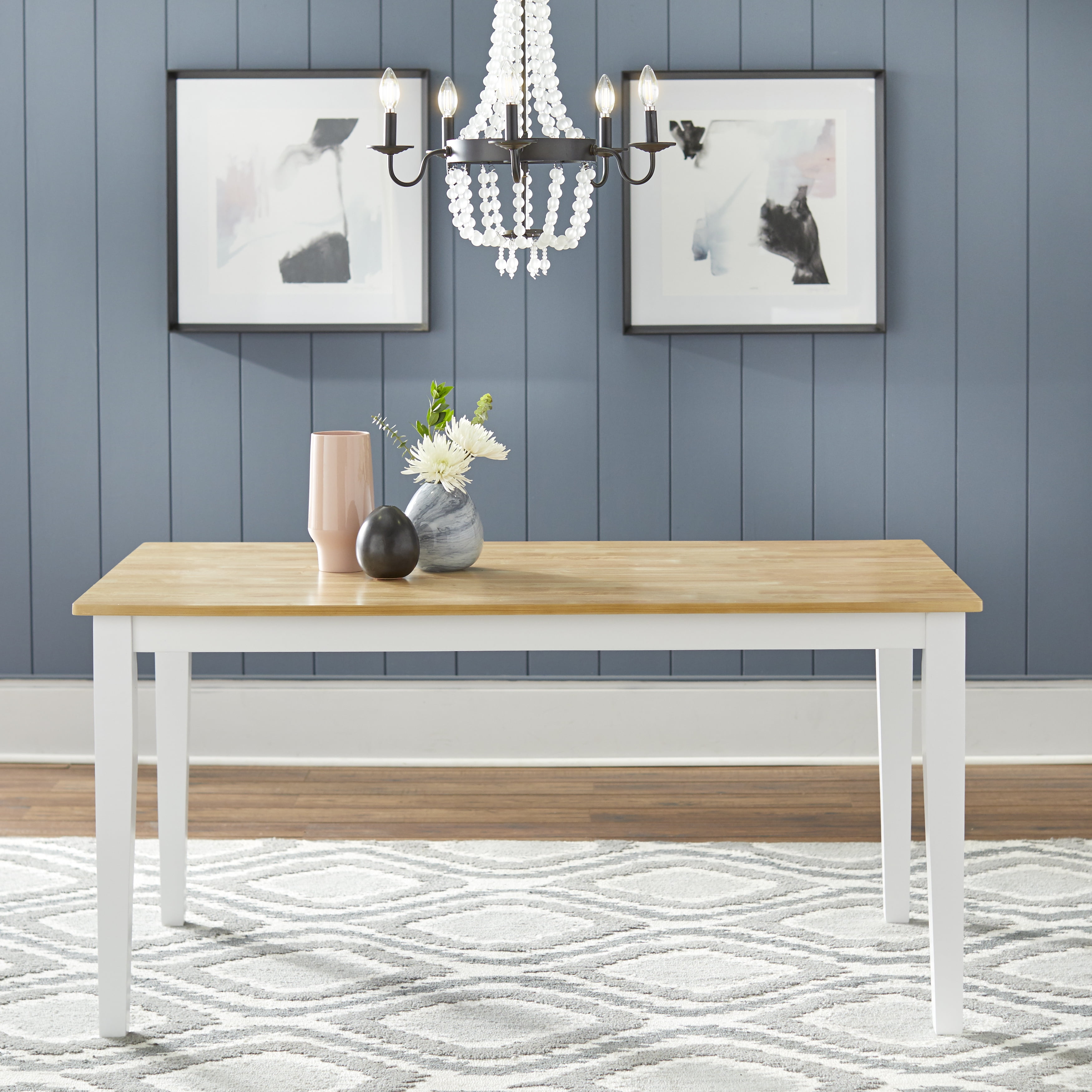 TMS Havana 59" Indoor Dining Table, White/Natural