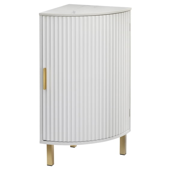 TMS Jenica Corner Cabinet with Faux Marble Top, White