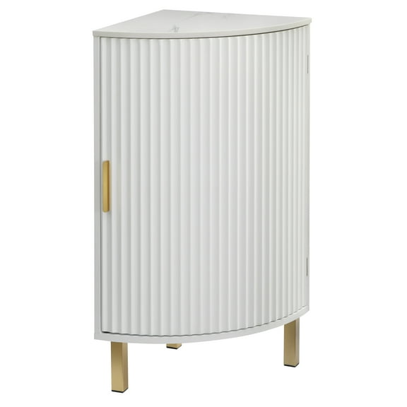 TMS Jenica Corner Cabinet with Faux Marble Top, White