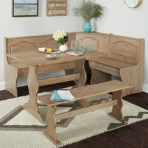 TMS Knox Corner Reversible Dining Breakfast Nook with Storage, Natural Wood