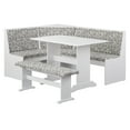 thumbnail image 1 of TMS Lacey 3-Piece Corner Reversible Indoor Dining Breakfast Nook with Padded Seats, Includes Nook, Table and Bench, White/Gray Geometric Pattern, 1 of 5