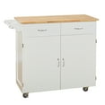 TMS Large Kitchen Cart with Wood Top, White