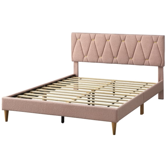 TMS Leandra Upholstered Queen Platform Bed, Pink